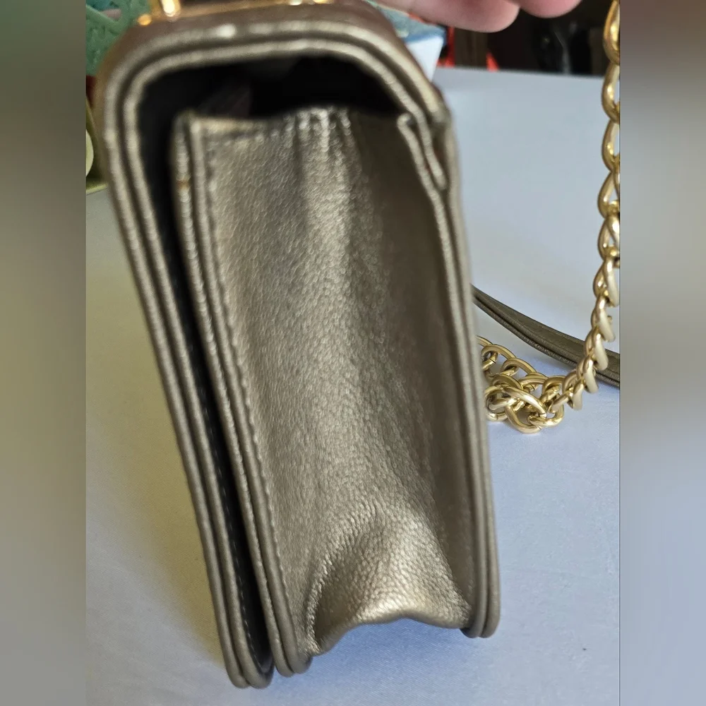 NEW VIETA Grey Purse Quilted Crossbody Bag Gold Chain Shoulder Pocketbook NWT